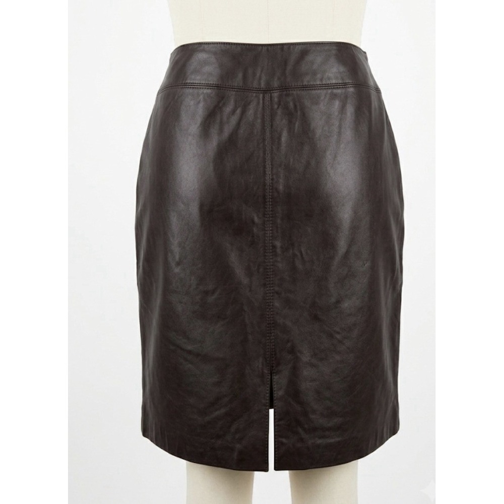 NWT Croft & Barrow Lambskin Leather Skirt Brown Size 16 Pencil Career Minimalist